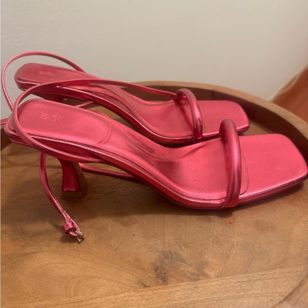 Zara Women's Bold Pink Strappy Heels